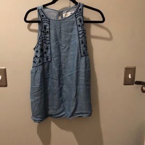 Chambray Embroidered Tank MATERNITY Medium